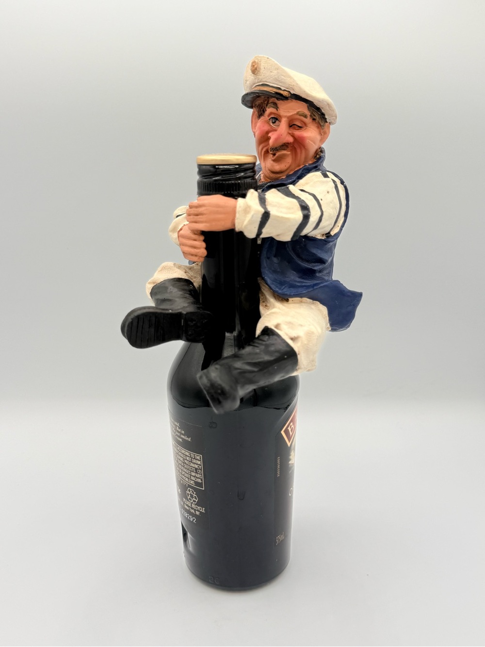 Nautical Sailor Bottle Topper - White & Blue Decorative Home Art